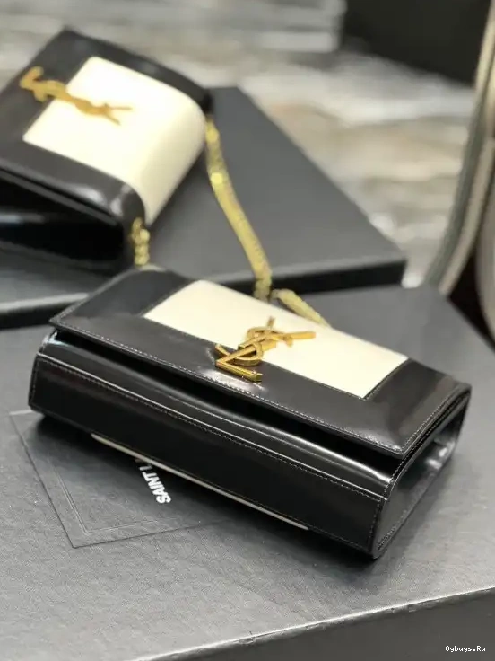 two-tone small leather YSL bag shoulder Kate 0408